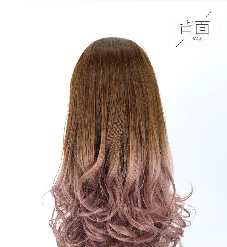 Wig U-shaped Gradient Half-head Long Straight Hair Suit Women's Middle Long Curly Hair
