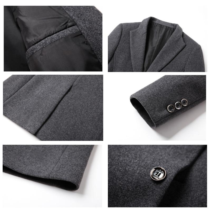 Factory Wholesale 2024 Men's Wool Trench Coat Slim Coat Warm Winter Long Men's Trench Coat