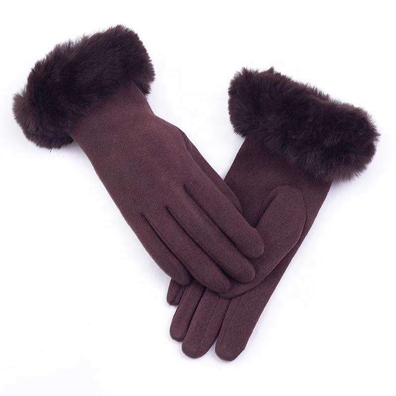 Hot Sale Winter Warm Artificial Wool Cuff Gloves Women Fashion Fleece Touch Screen Gloves
