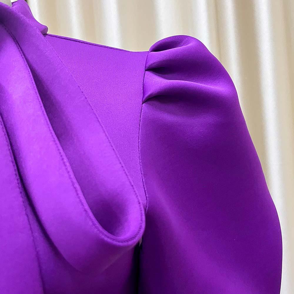 D235 Latest Design Summer Banquet Dress Women Elegant Solid Color Bow Short Sleeve Party Dress Evening Dress