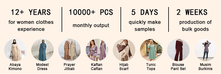 Wholesale Fashion Elegant Moderation Islamic Clothing Two-Piece Muslim Women Casual Shirt Floral Lantern Sleeve Loose Dress Suit