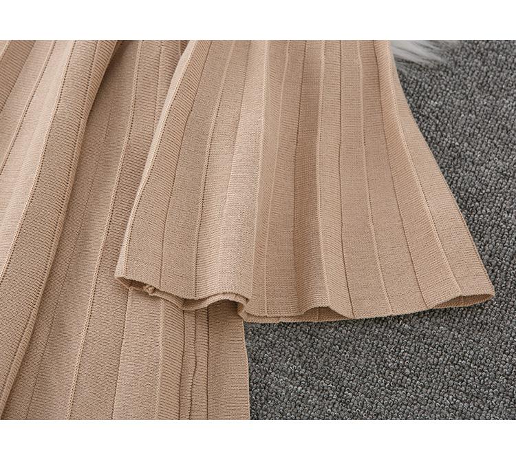 Hepburn Style Women's Long Sleeve Waist Tight Knit Dress Elegant Autumn And Winter French Dress Simple Three-dimensional Pattern