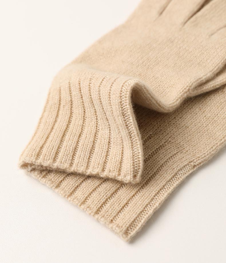 Custom Knitted Cashmere Gloves Factory Wholesale Winter Plain Touch Screen Warm Men's Full Finger Gloves