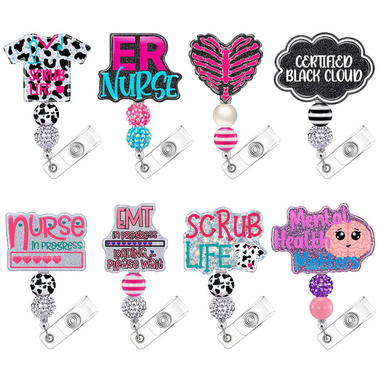 Retractable Badge Reel Clip Holder Nurse ID Card Badge Clip Holder Cute Name Badge Holder