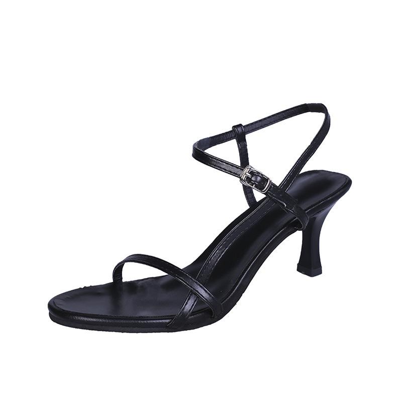 Fashion Ruizi Open Toe Low Heel Ankle Strap PU Leather Pump Heel Sandals Dress Wedding Shoes
