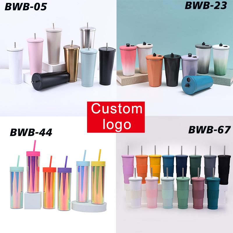 Custom Logo Gift Cup New 2024 Ceramic Logo Plastic Straw Stainless Steel Cup Variety Of Promotional Cups