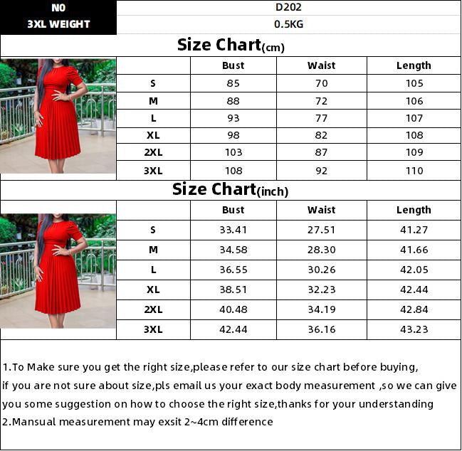 2023 New Plus Size Women's Summer New Short Sleeve Pleated Solid Color Plus Size Dress Women's Elegant