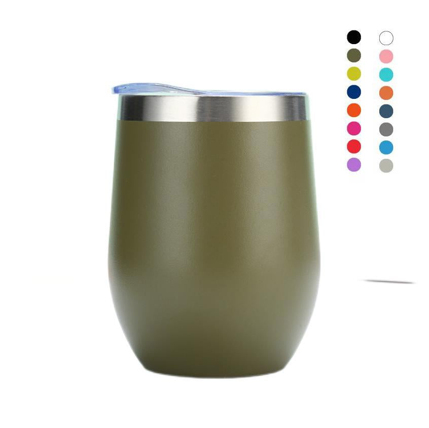 OEM/ODM 12oz Egg Shape Double Wall Stainless Steel Vacuum Cup Hot Travel Coffee Wine Cup Insulated Wine Cup