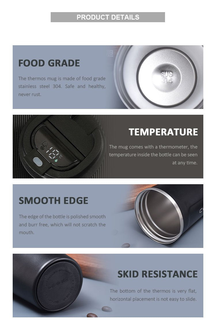 LED Cover Temperature 380 Ml 510 Ml Metal Double Wall Insulated Coffee Smart Mug Custom Cup With Personalized Logo