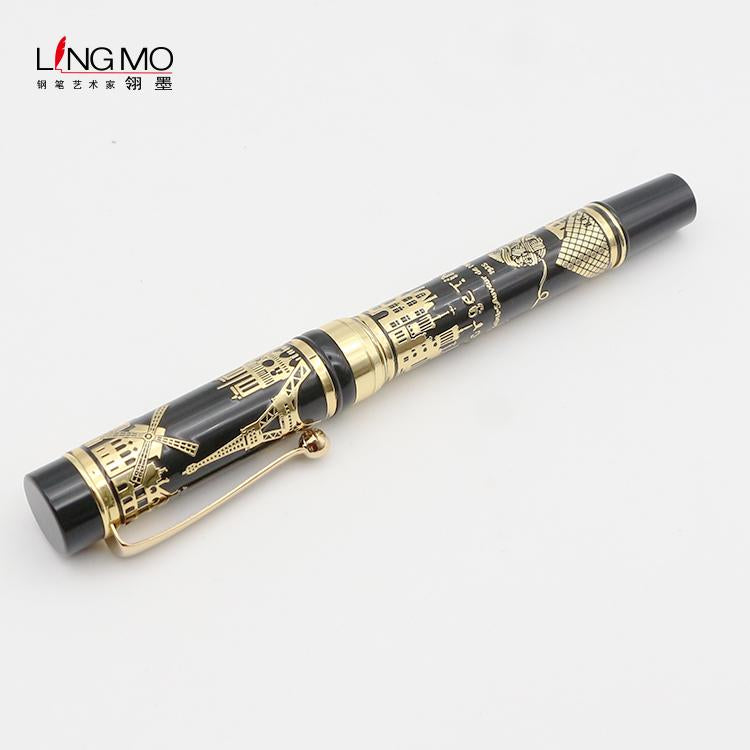 Lingmo High Quality Metal Pen Black Gold With OEM Design Pen With Custom Logo