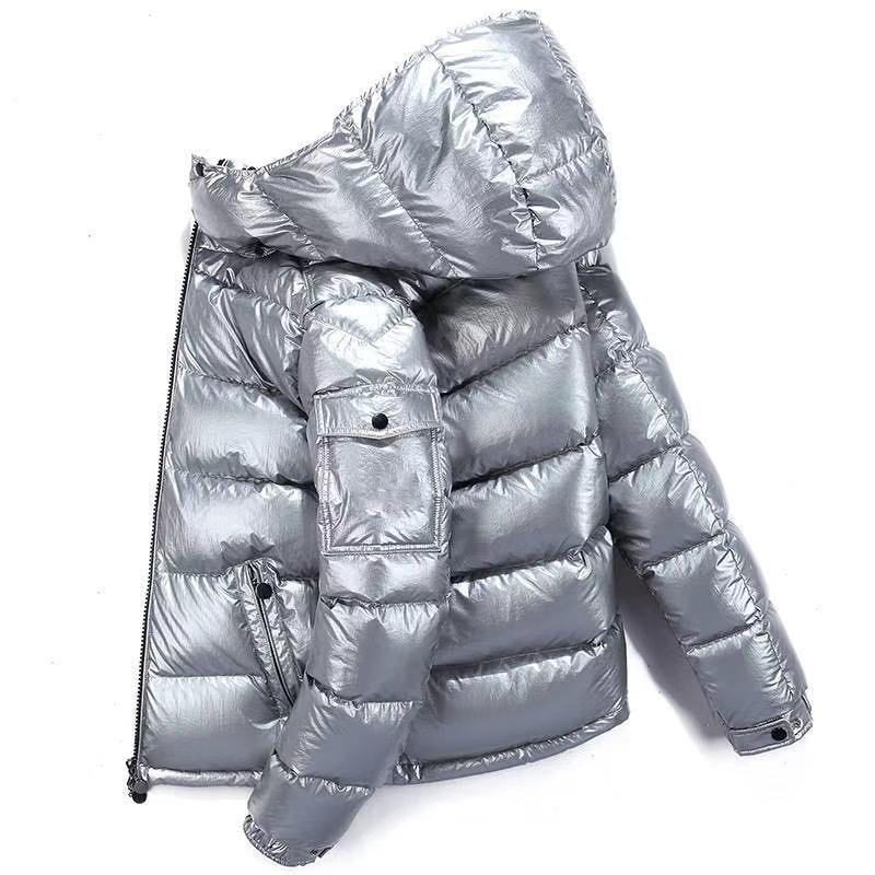 Down Jacket Men's Bright Face Fashionable Hooded Short Thickened Winter Bomber Shiny Puffer Men's Jacket