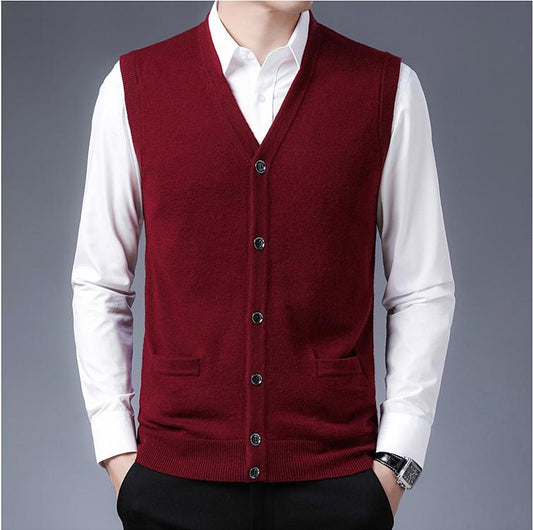 V-neck Top Sweater Business Men's Sweater Autumn And Winter Sweater Sleeveless Custom Knitted Vest Men's Sweater