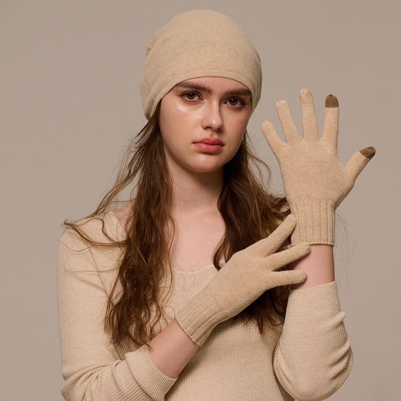 Custom Knitted Cashmere Gloves Factory Wholesale Winter Plain Touch Screen Warm Men's Full Finger Gloves