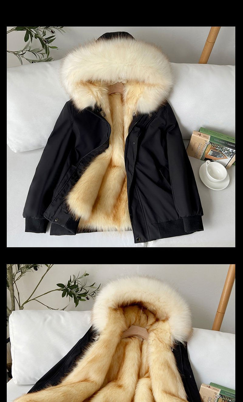 Yajanuo New Design Men's Coat Jacket Faux Fox Fur Liner Detachable Plush Hooded Custom Winter Coat Men's Solid Color Jacket