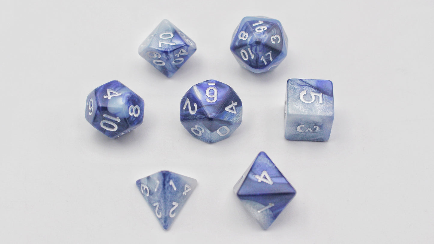 Purple And Blue Swirl Mixed Color Polyhedron DND RPG Board Game Dice Suit