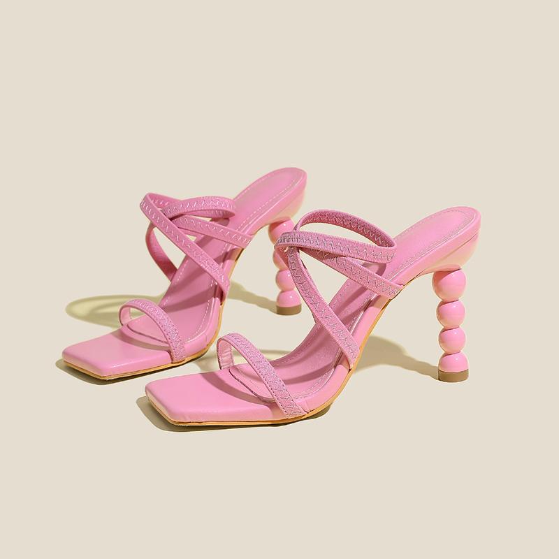 Fashion Hot Sale 2023 New High Heel Shape Heel Elastic Step With Comfortable Sandals Size 35-42