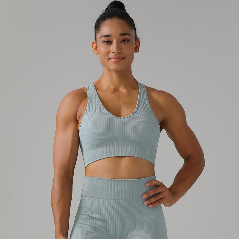 High Quality Rib Zipper 6-piece Set Active Wear Fitness Seamless Yoga Suit Sports Bra Leggings Women's Fitness Suit