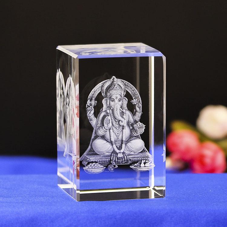 India India Ganesh High Quality New Design 3d Laser Crystal Crafts