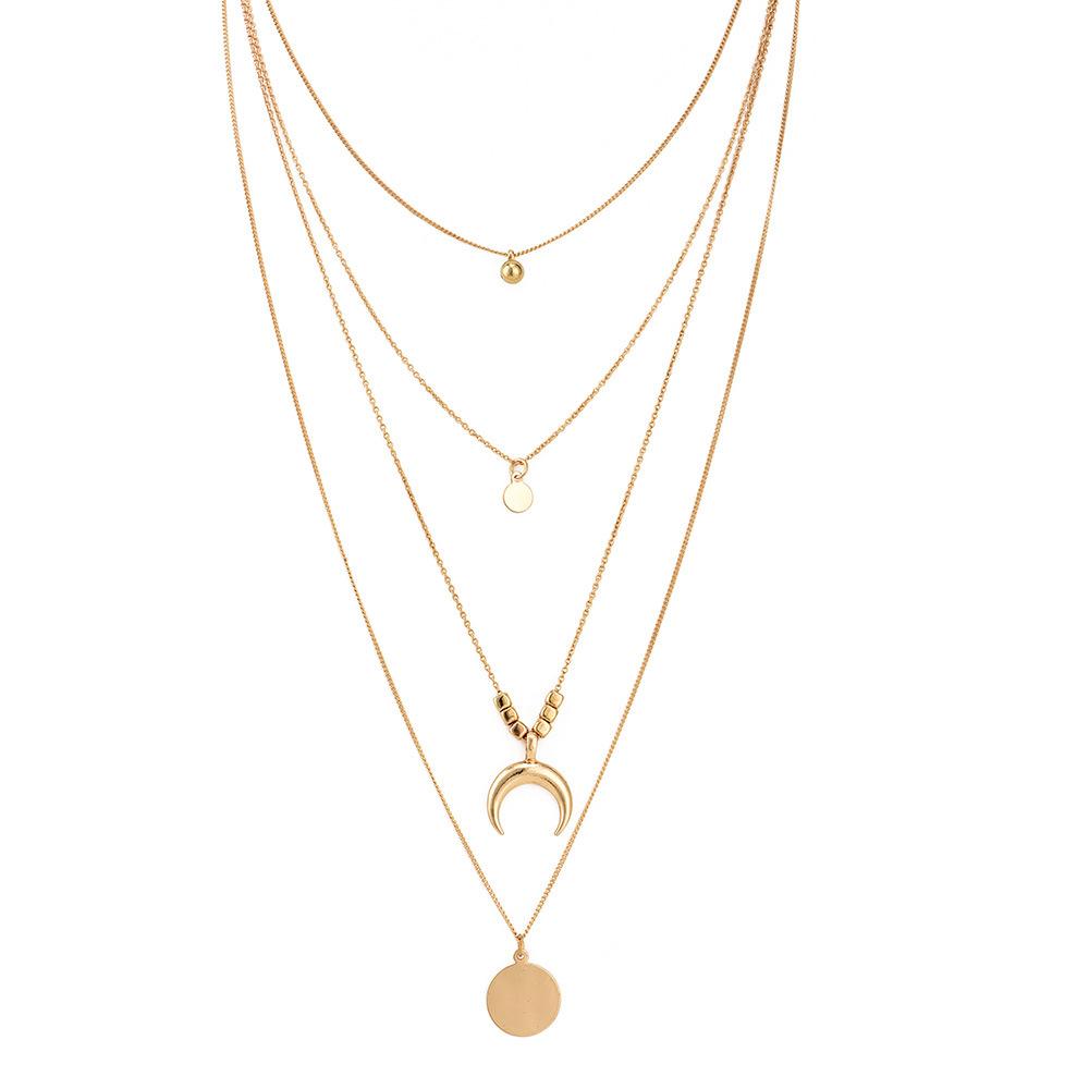 Fashion Bohemian Multilayer Gold Pendant Necklace For Women Wholesale NS180883