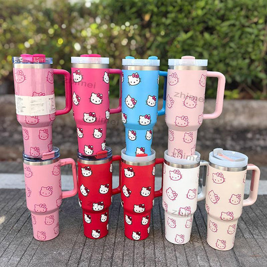 Wholesale Custom Cartoon Logo Cup 40 Oz Outdoor Portable Travel Mug 304 Stainless Steel Insulated Tumbler 40 Oz With Handle