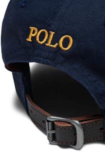 Polo Ralphs Laurens Crest Twill Long Ville Cap-Navy New Cap Blue Embroidered Polo Pony Tomato Red