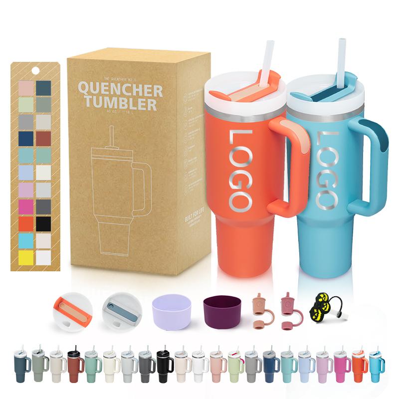 2025 Free Sample Travel Mug Stainless Steel Double Wall Vacuum Insulated Custom Coffee Cup 40 Oz Tumbler With Handle