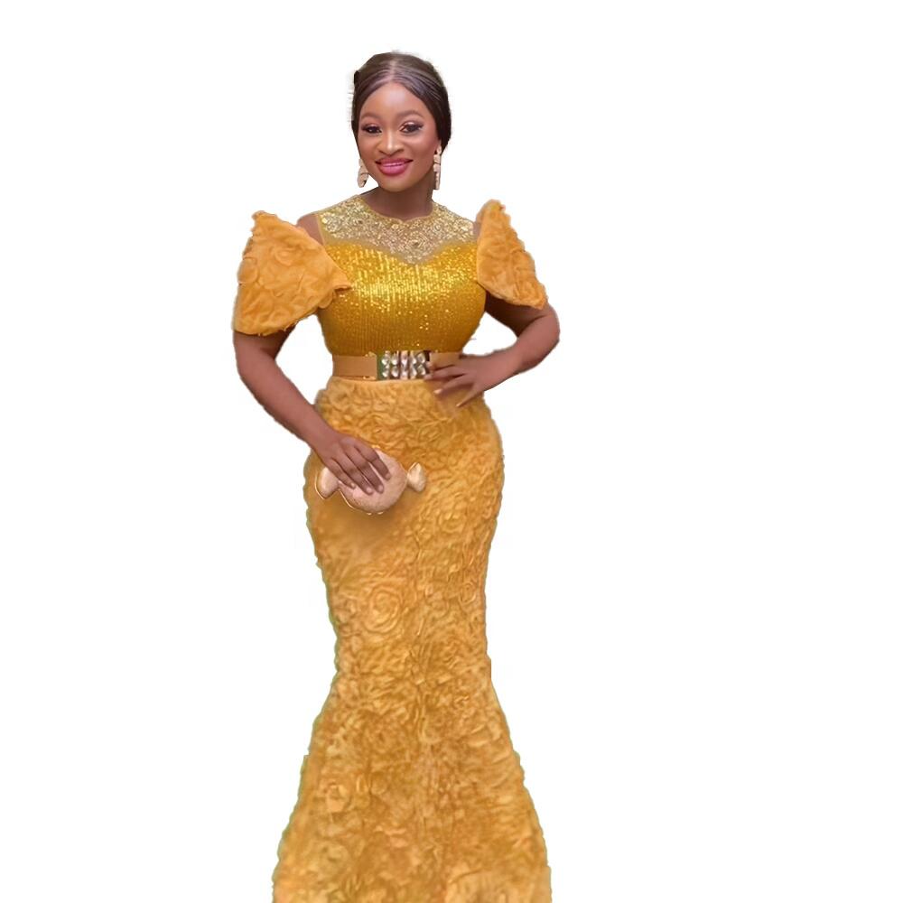 New Rhinestone Sequins African Costume Church Women Women's Dress Embroidery African Design Dress Mesh Women's Dress Women's Dress