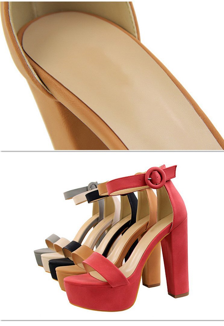 Busy Girl DS3007 Fashion Thick Heel Suede Open Toe Single Strap Sexual Shoes Women Thick Sole Sandals