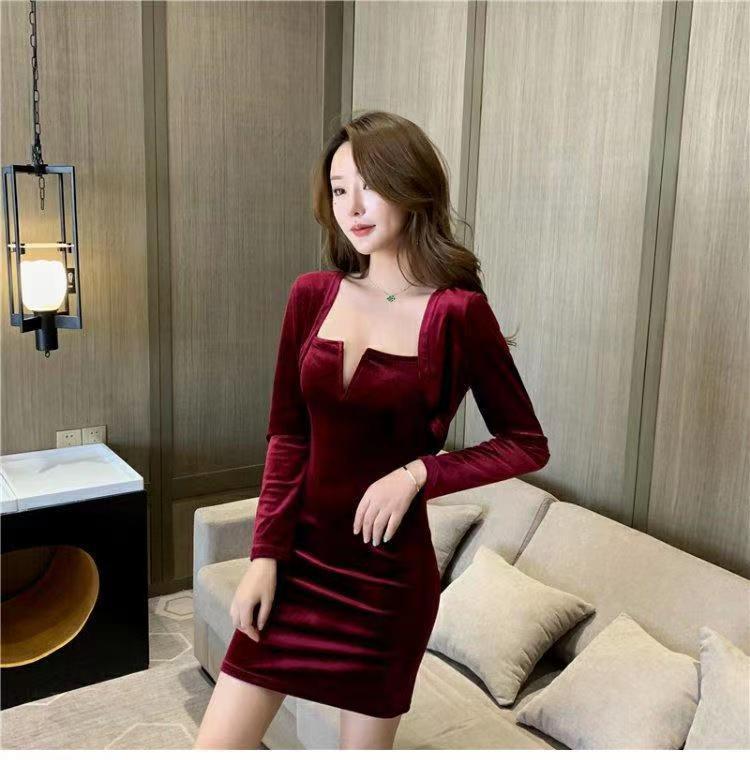 New Women's Clothing Women's Suit 2-piece Set Long Casual Dress Elegant Waist Long-sleeved Velvet Women's Long-sleeved