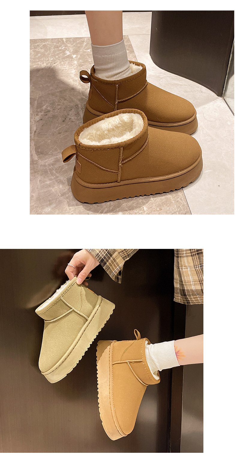 Wholesale Winter Unisex Thickened Warm Non-slip Suede Waterproof Shoes Round Toe Design Couple Women Snow Boots Slippers