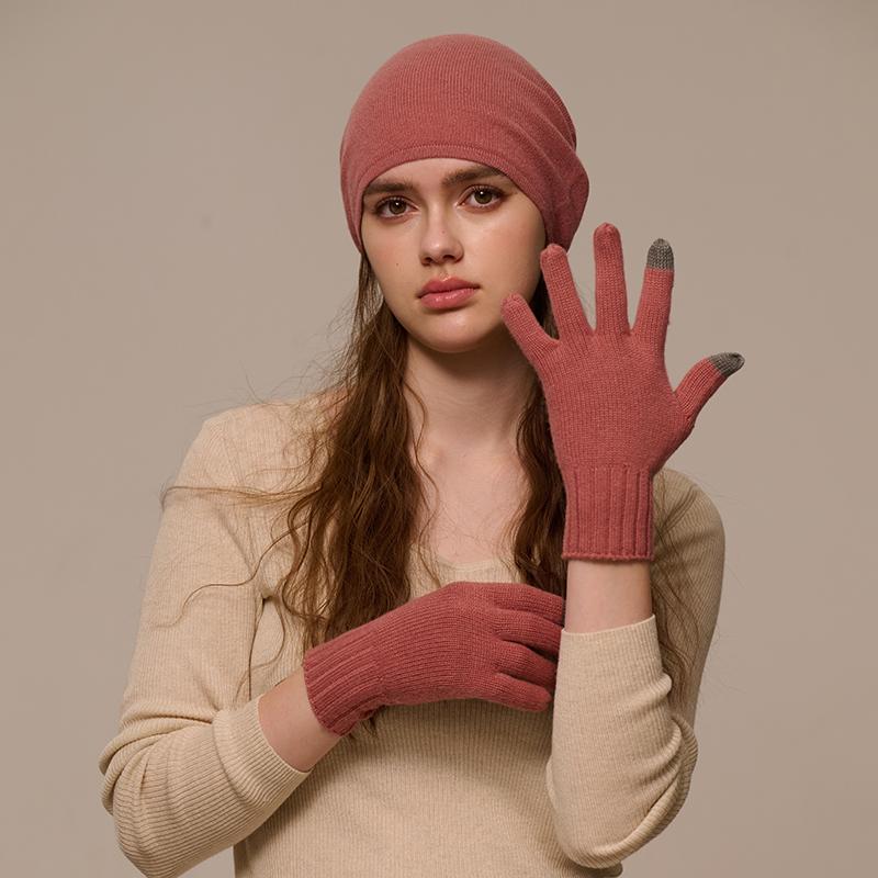 Custom Knitted Cashmere Gloves Factory Wholesale Winter Plain Touch Screen Warm Men's Full Finger Gloves