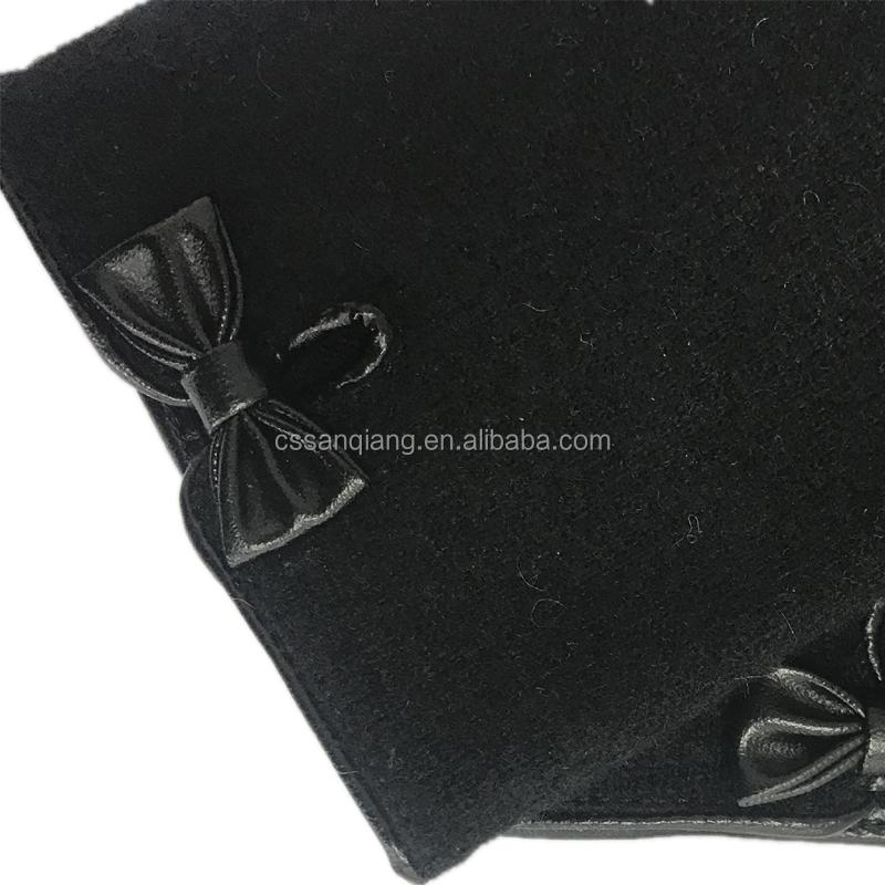 Custom Islamic Ladies Black Winter Warm Wool Hand Muslim Gloves