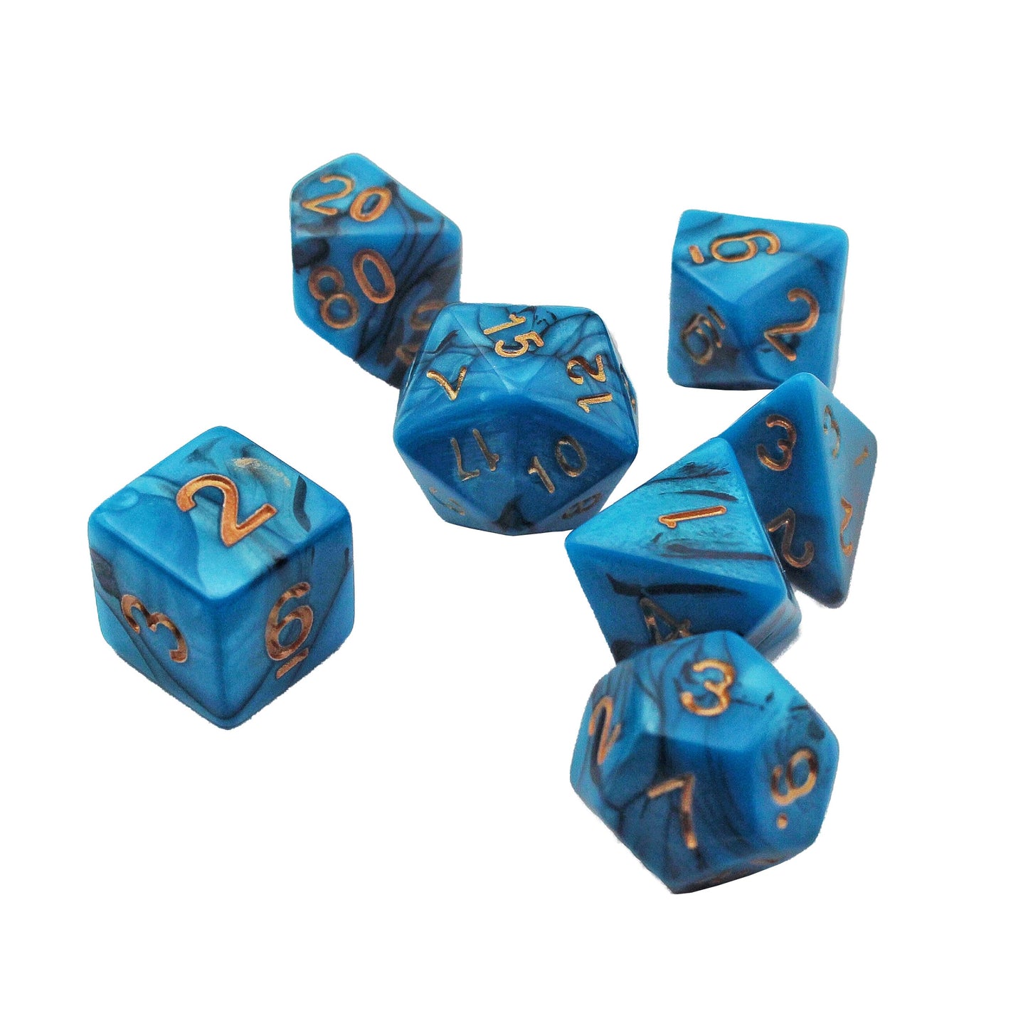 Purple And Blue Swirl Mixed Color Polyhedron DND RPG Board Game Dice Suit