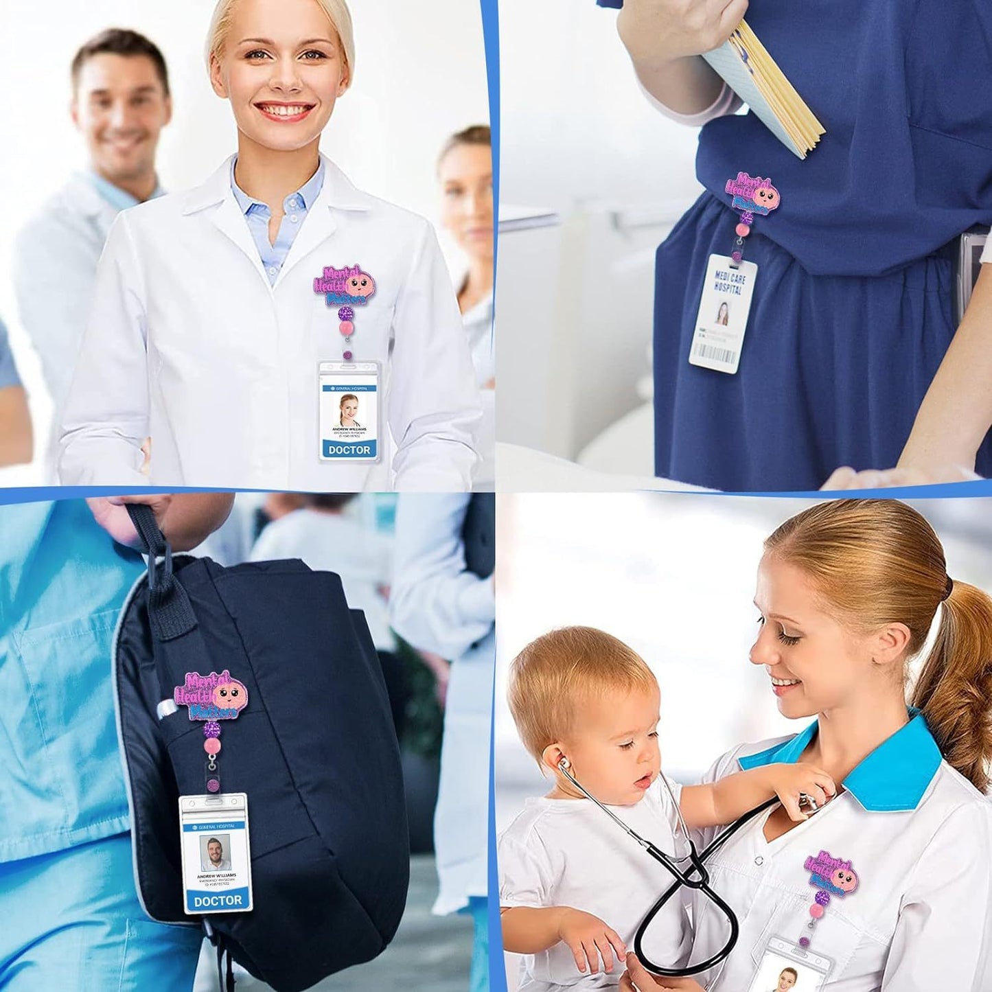 Retractable Badge Reel Clip Holder Nurse ID Card Badge Clip Holder Cute Name Badge Holder
