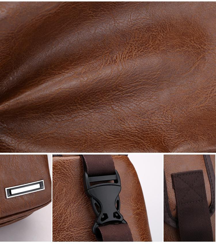 Wholesale Customizable Leather Men's Crossbody Bag Outdoor Shoulder Bag Multifunctional Chest Bag Men's Casual Sling Travel