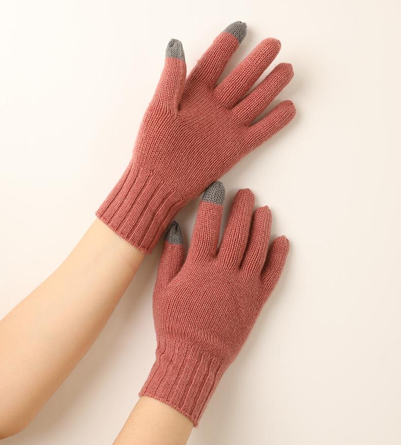 Custom Knitted Cashmere Gloves Factory Wholesale Winter Plain Touch Screen Warm Men's Full Finger Gloves