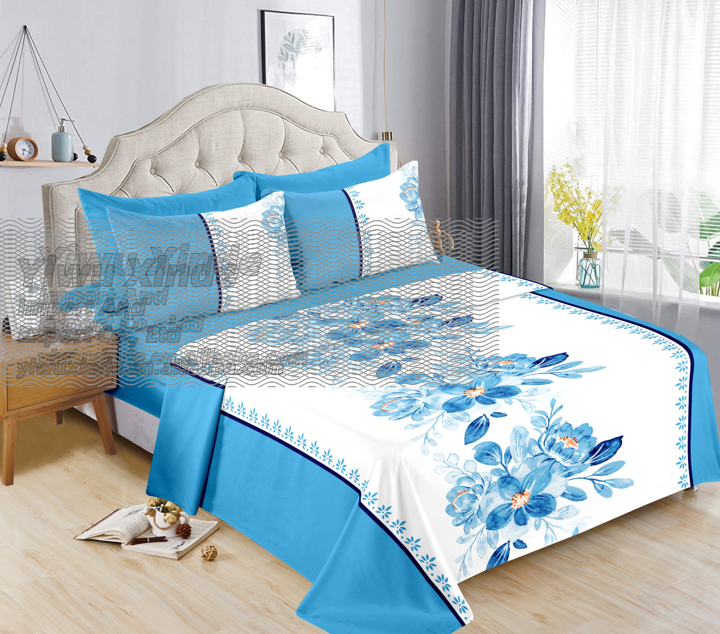 6pc Bedding Suit Wholesale In Stock Retail Printed Cotton Touch Fit Sheets King Bed Sheet With Pillowcase 6 Pcs
