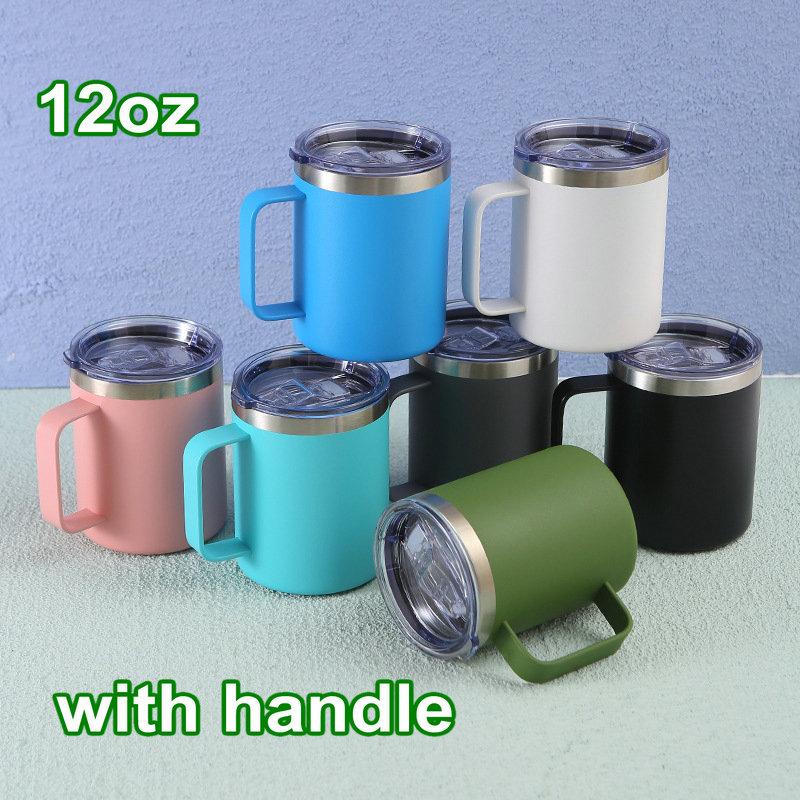 Custom Logo Camping Travel Double Wall 12 Oz 14 Oz Stainless Steel Cup Insulated Coffee Cup With Handle