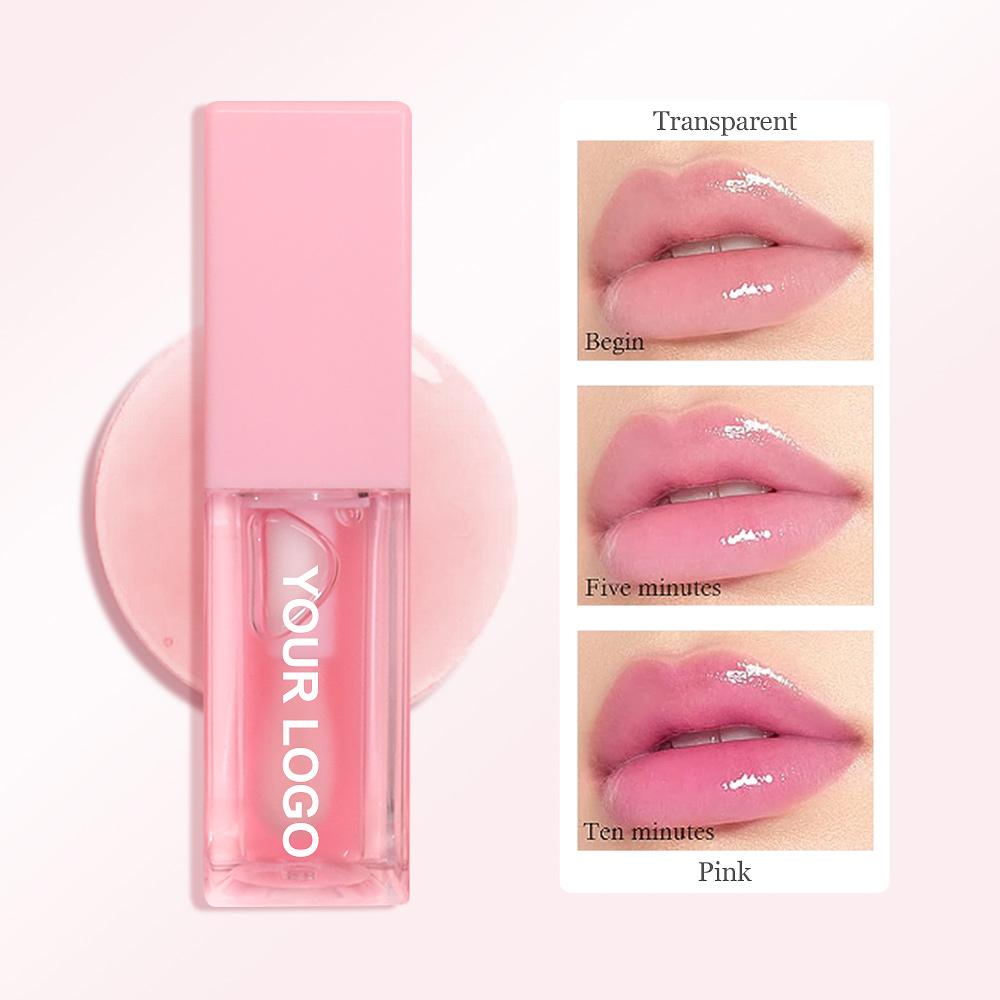 Big Brush 7 Color Changing Lip Oil Moisturizing Seasoning Fruit Transparent Vegetarian Private Label Pink Lip Gloss Lip Gloss