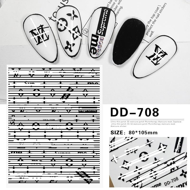Popular 3D Designer Nail Stickers Luxury Brand Logo Nail Art Decal