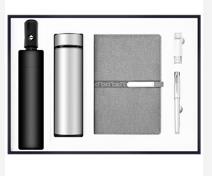 Corporate Gift Souvenirs Customized Logo For Guests Notebook Journal With Pen And Flask Umbrella USB Power Bank