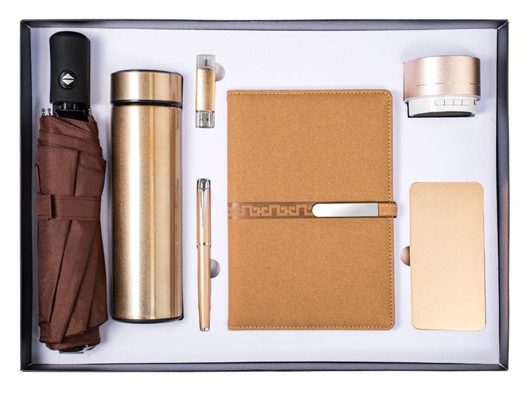 Corporate Gift Souvenirs Customized Logo For Guests Notebook Journal With Pen And Flask Umbrella USB Power Bank