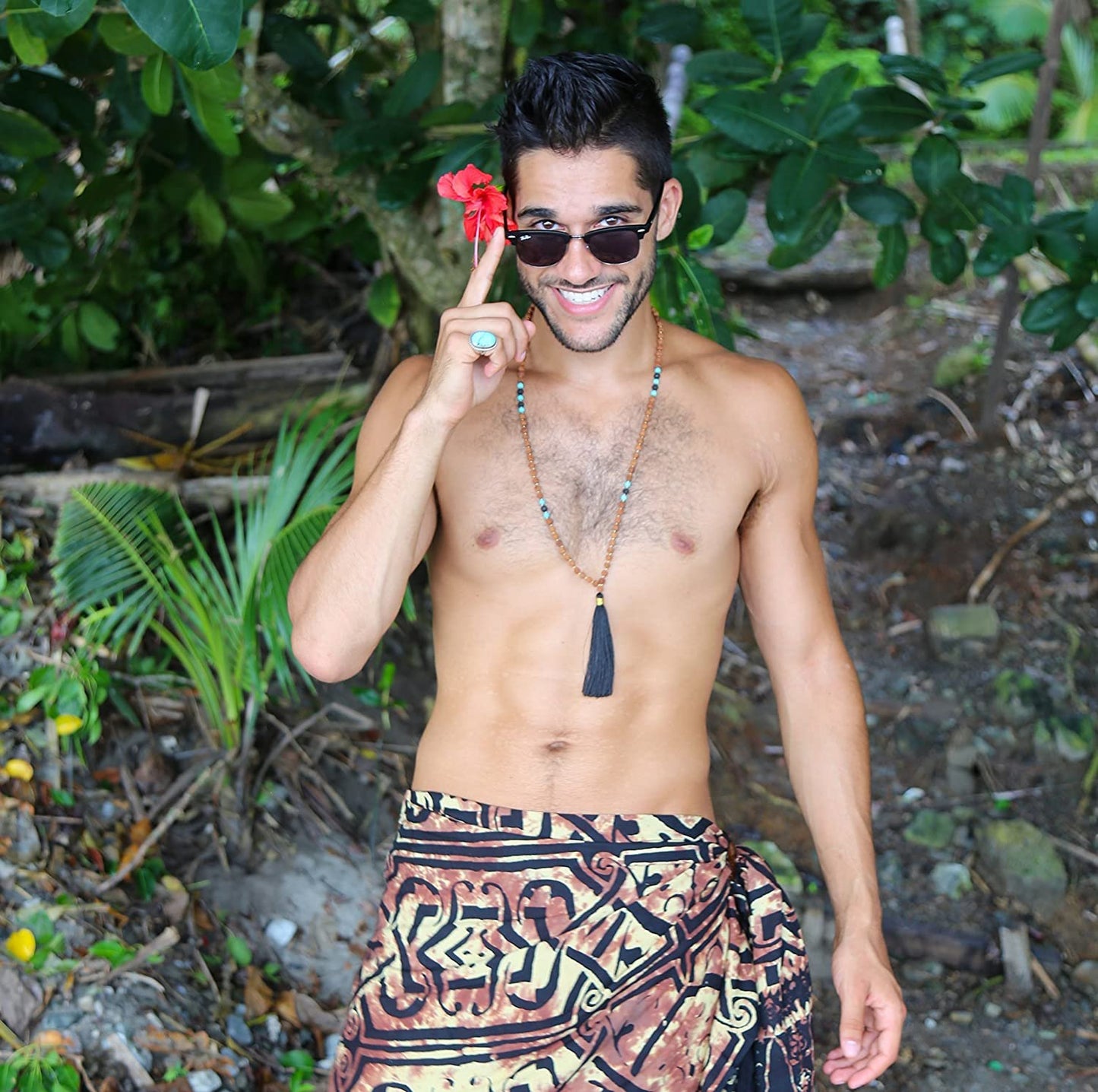 Custom Logo Design Summer Fashion Swimsuit Shawl Floral Print Beach Lavalava Hawaiian Apron For Men
