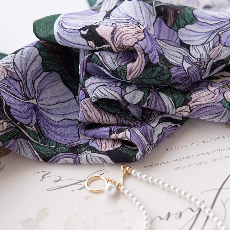 Spring And Summer Women's Silk Scarf All-match Gradient Printing Long Shawl Dual-purpose Square Sunscreen Adult Section