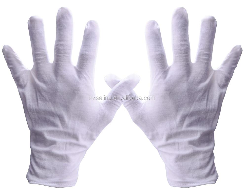 Soft Cotton Stretch Lined White Gloves Cheap Wholesale Coin Jewelry Silver Check Gloves
