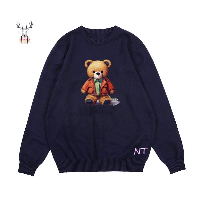 Custom High Quality Winter Crewneck Jacquard Pullover Knitted Shirt Cotton Men Pullover Sweater