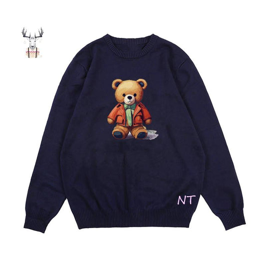 Custom High Quality Winter Crewneck Jacquard Pullover Knitted Shirt Cotton Men Pullover Sweater