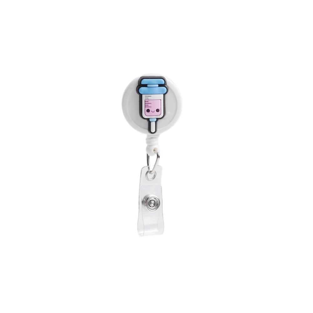 Bestom MOQ 100 32mm Silicone Nurse Accessories Gift ID Card Badge Retractable Reel, Heart-shaped Stethoscope Badge Holder
