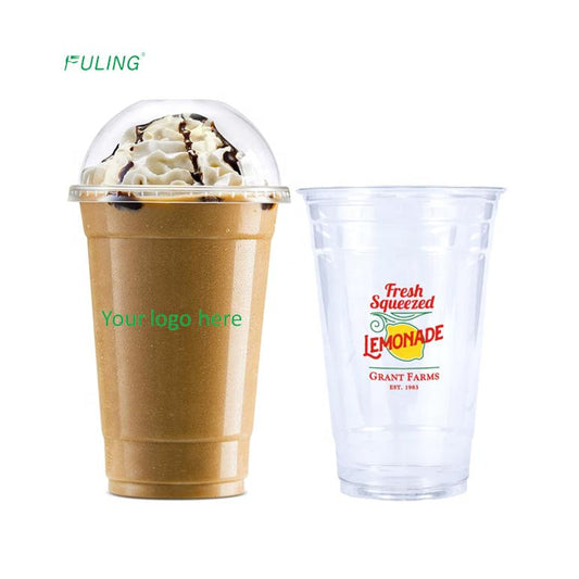 Takeaway Disposable 8 Oz 9 Oz 10 Oz 12 Oz 20 Oz 24 Oz 16 Oz Brand Logo Custom Printed Clear Plastic Pet Cup
