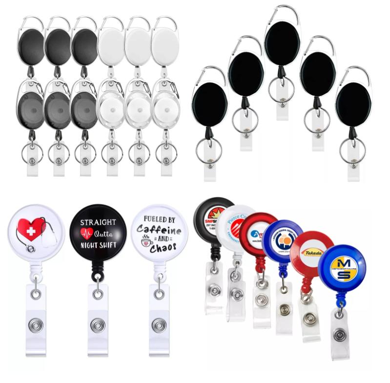 Heavy Duty Retractable Badge Holder Reel Medical Nurse Name Badge Reel Card Holder Metal Clip Retractable Name Badge Reel